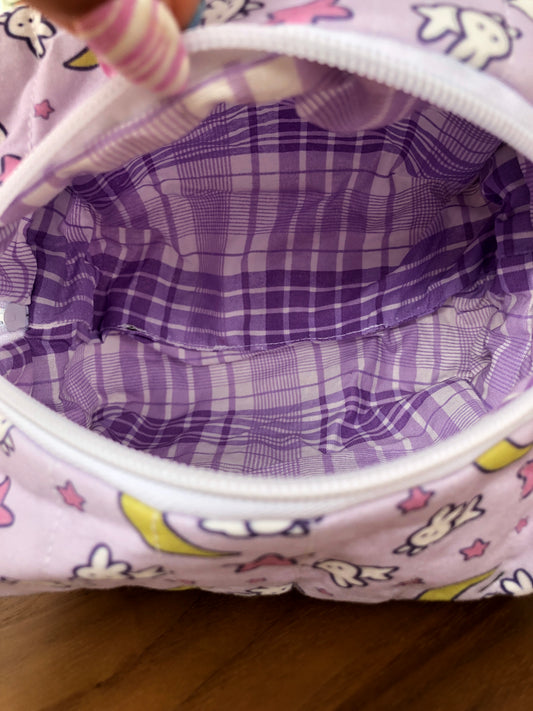 Anime-Inspired Celestial Guardian Quilted Makeup Bag