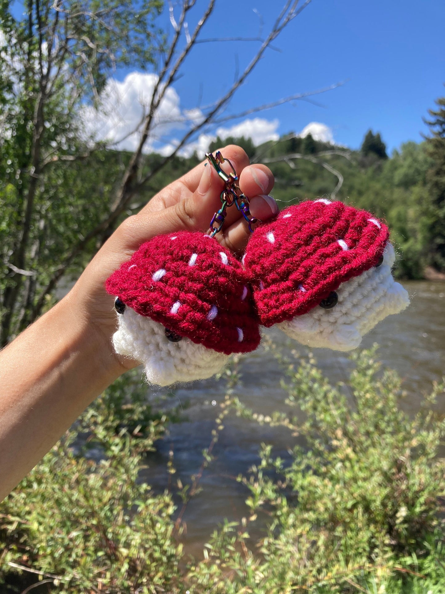 Handmade Crochet Amigurumi Mushroom Keychain Bag Charm