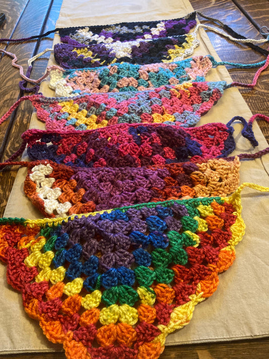 Handmade Crochet Cottagecore Ombré Pride Bandana - Pride Flag Hair Accessory