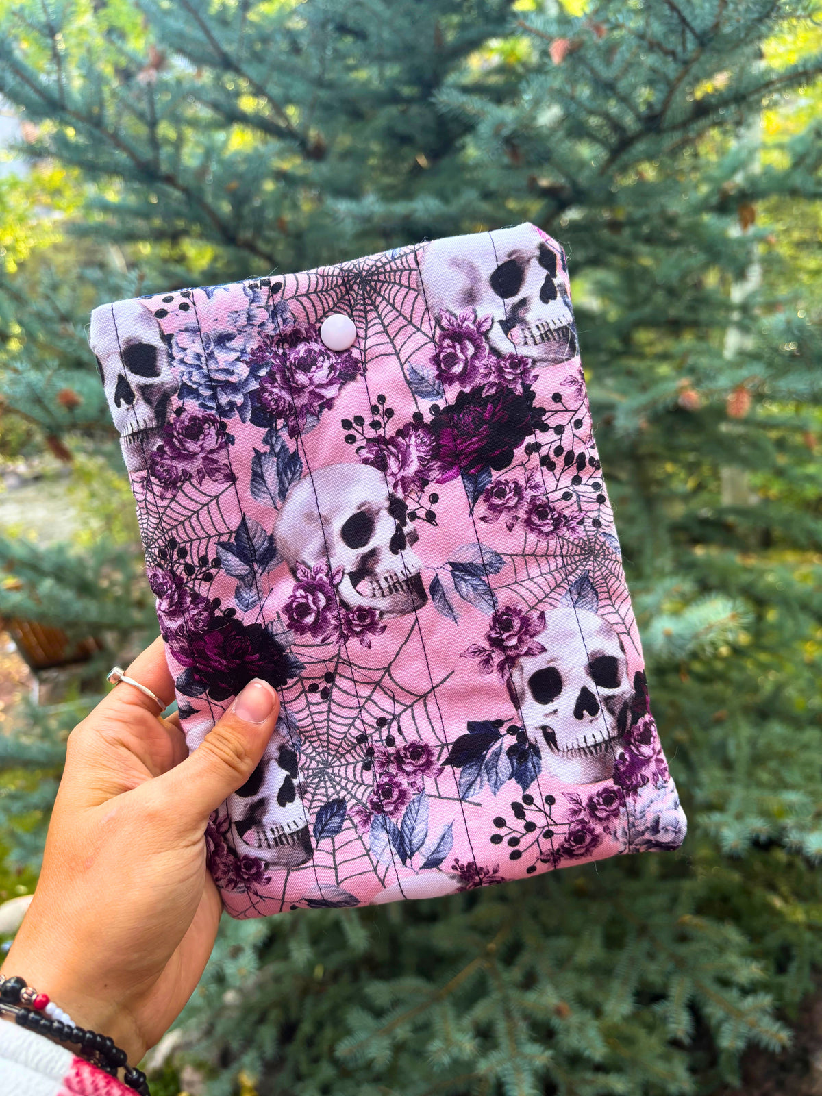 Floral Skull Quilted E-reader Sleeve