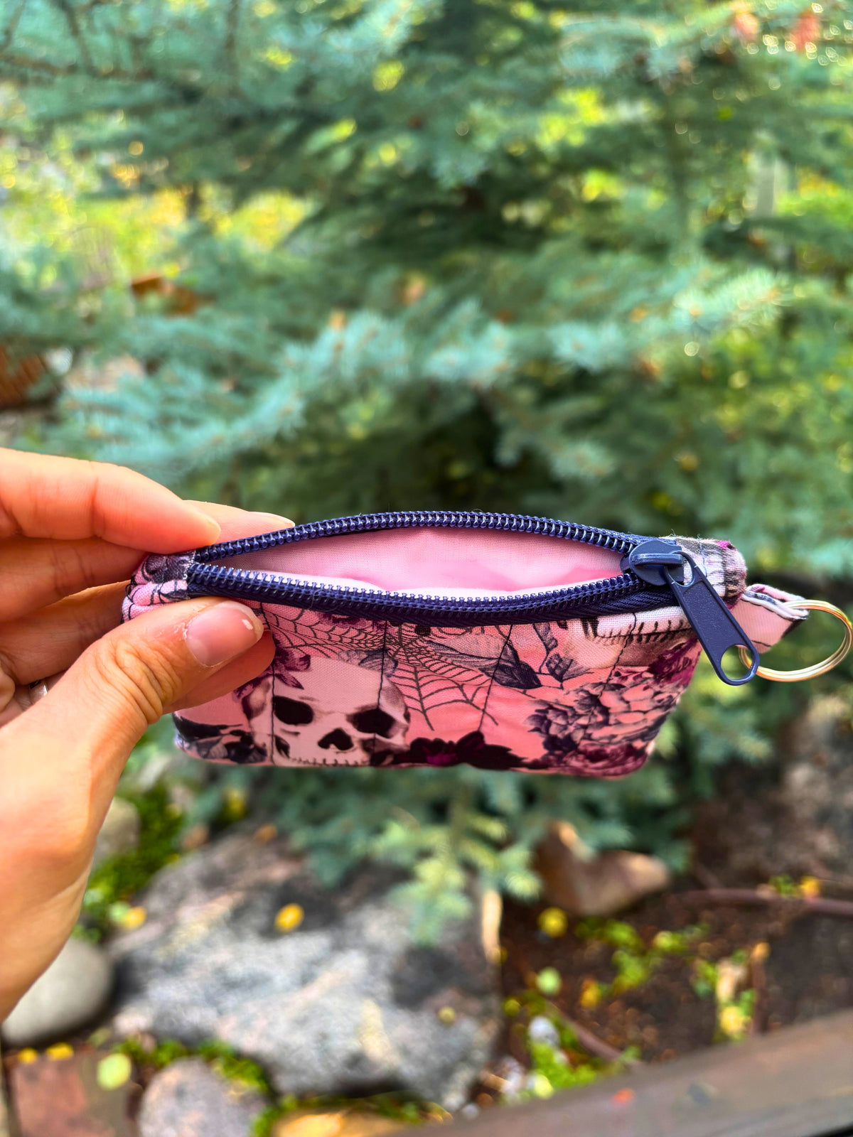 Floral Skull Keychain Card Wallet