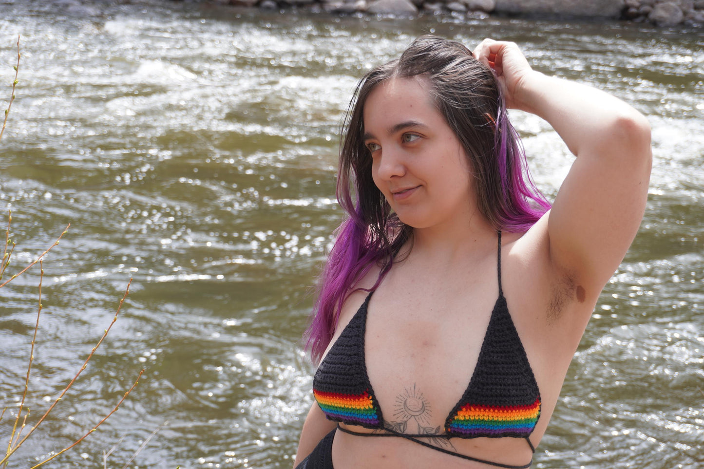 Handmade Crochet Pride Bikini Top – Custom LGBTQ+ Swimwear Top