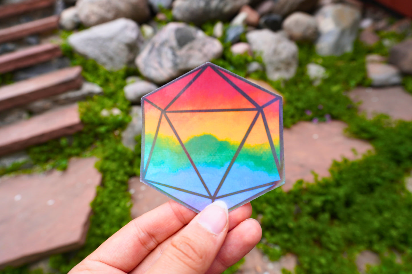Watercolor Pride D20 Sticker