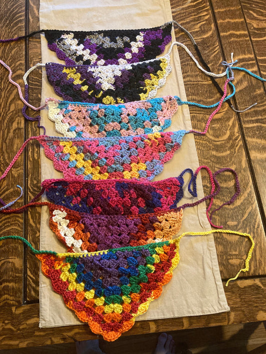 Handmade Crochet Cottagecore Ombré Pride Bandana - Pride Flag Hair Accessory