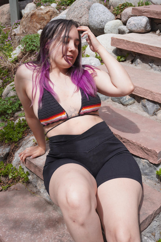 Handmade Crochet Pride Bikini Top – Custom LGBTQ+ Swimwear Top