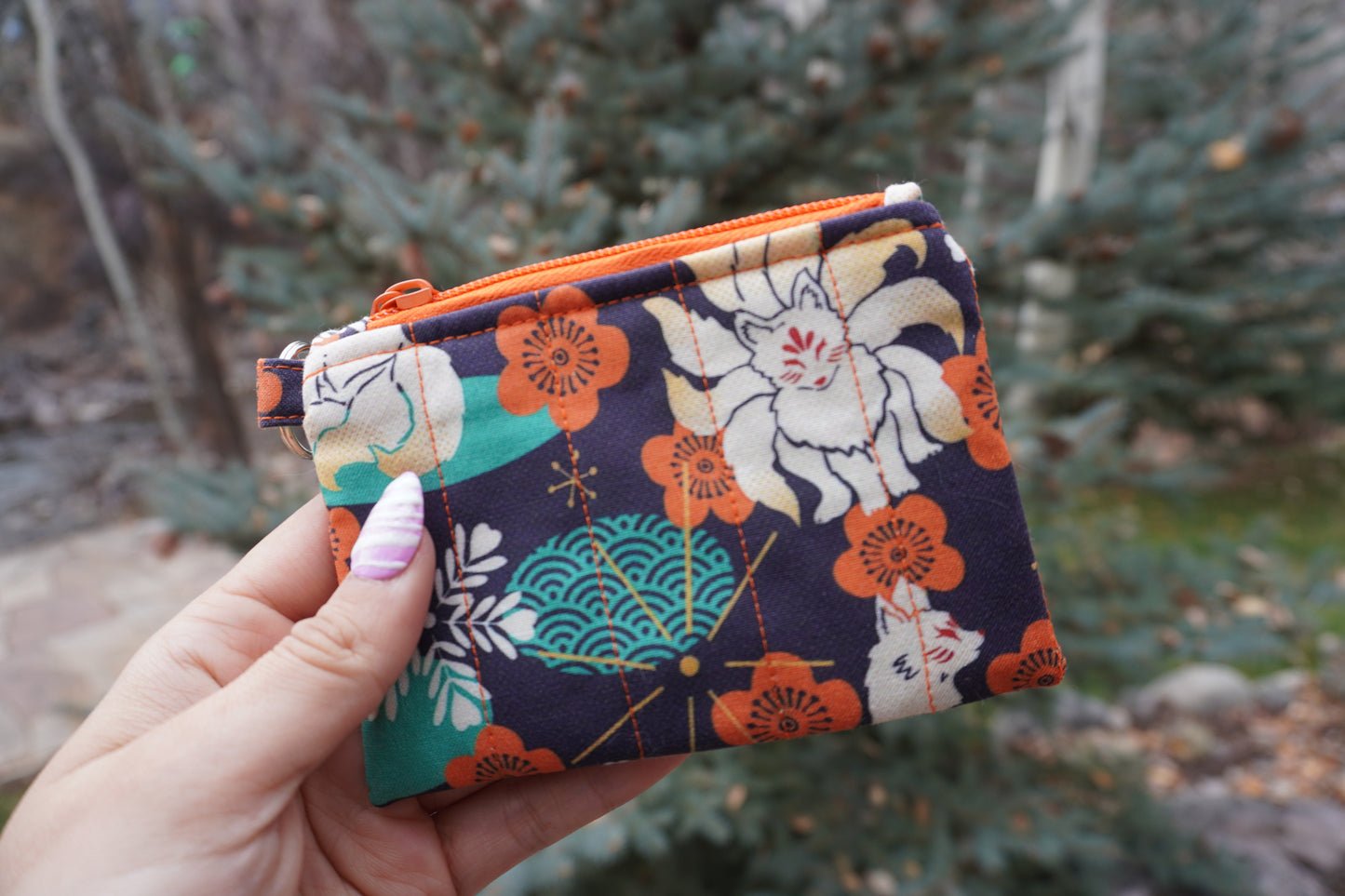Frosty Kitsune Quilted Card Wallet
