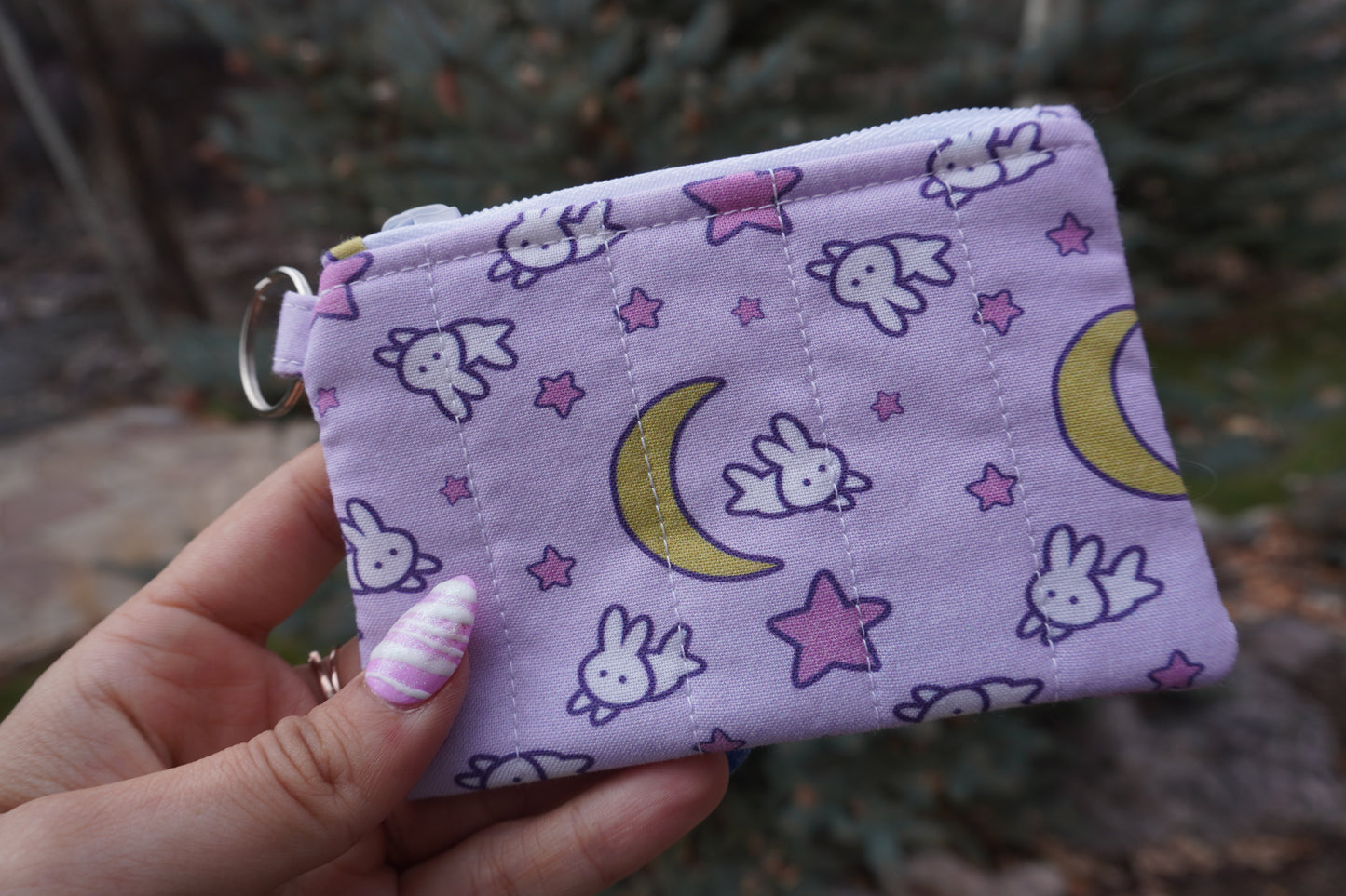 Anime-Inspired Celestial Guardian Quilted Card Wallet