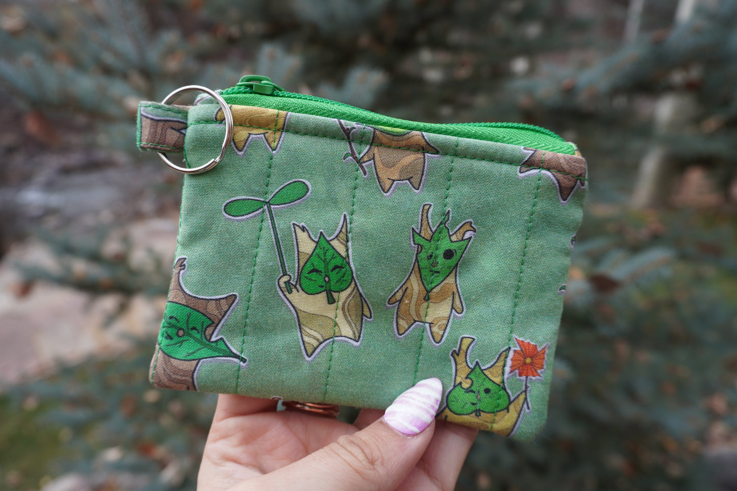 Video Game-Inspired Forest Spirit Quilted Card Wallet