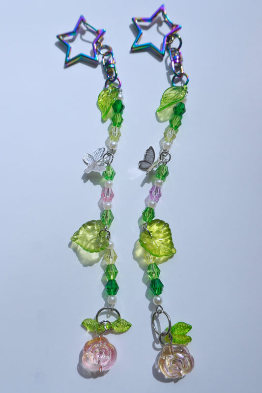 Fairycore Rose Beaded Keychain - Scissor Fob for Crochet, Sewing, Embroidery, Cross Stitch, Knitting