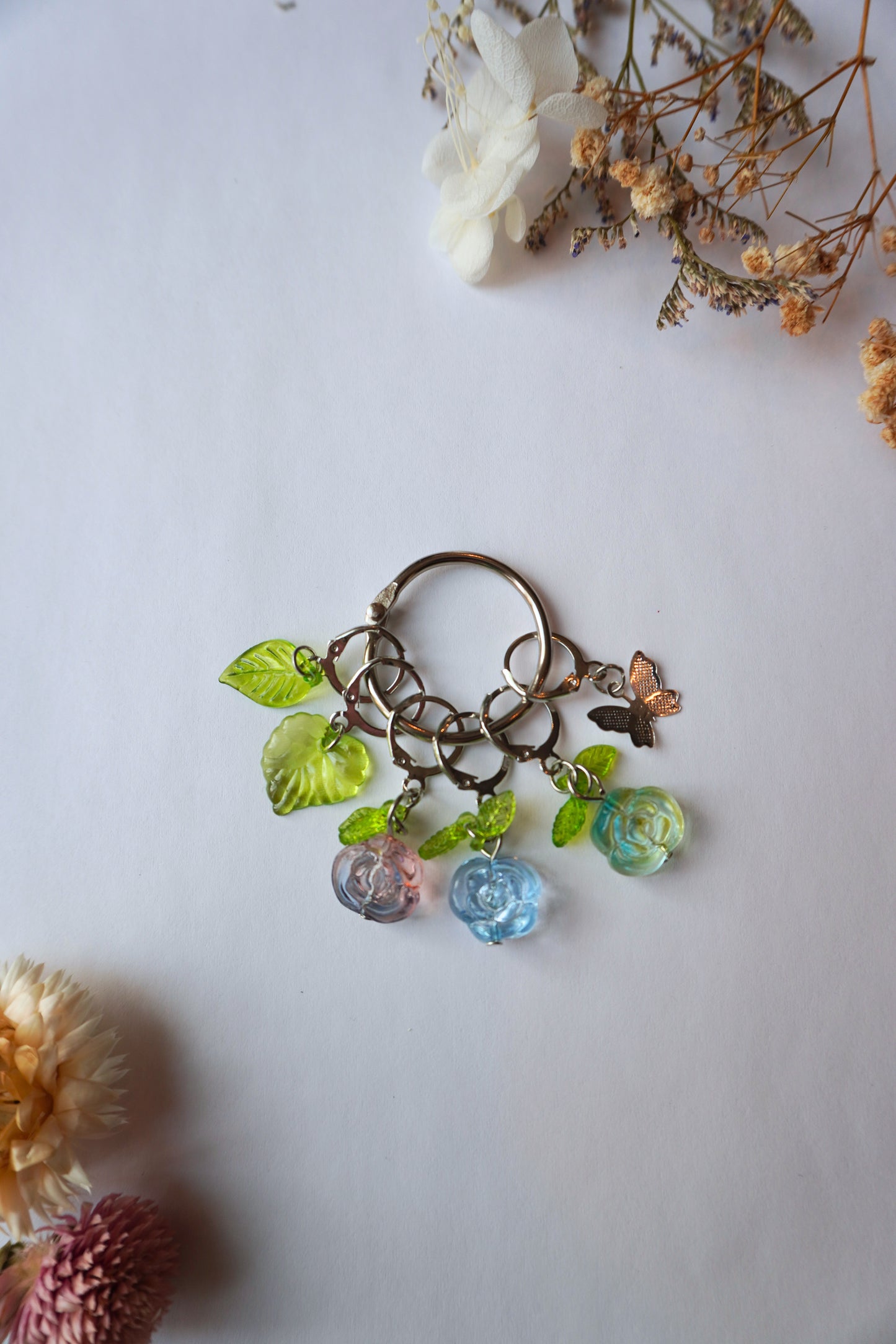 Fairycore Spring Stitch Marker Set - Flower Themed Stitch Markers for Crochet, Knitting