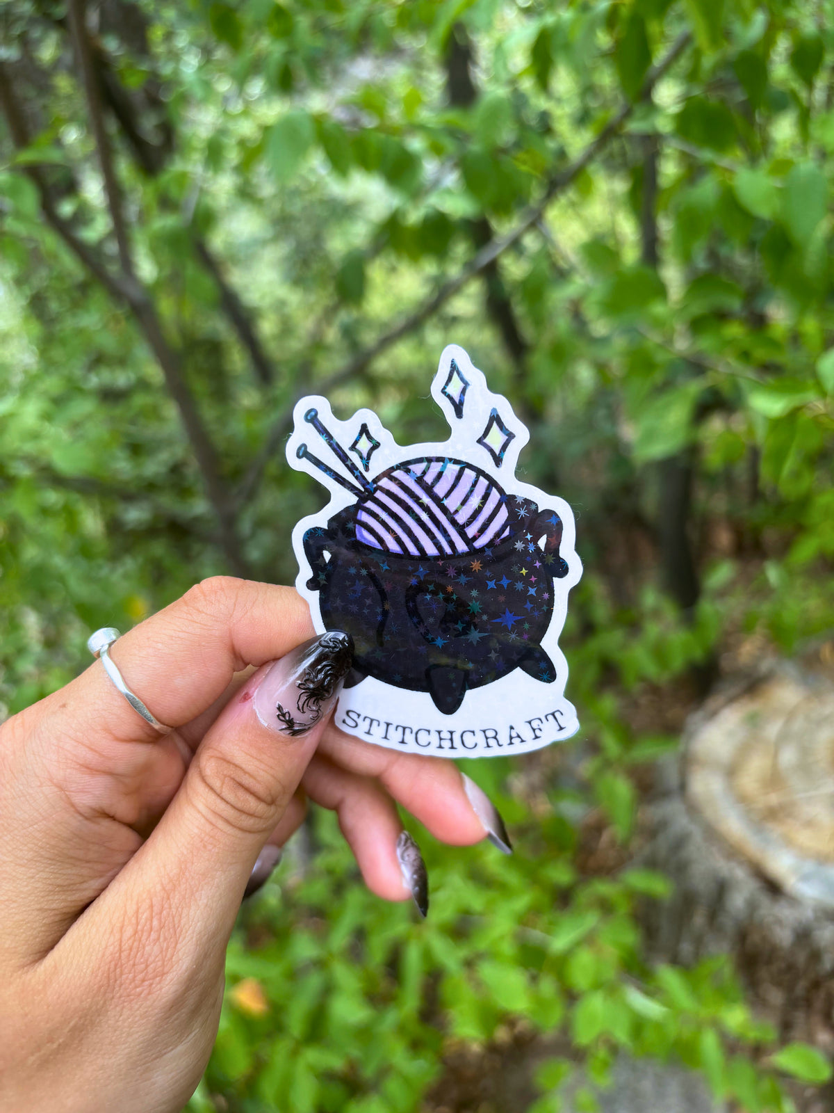 Stitchcraft Yarn Sticker | Holographic Transparent Halloween Craft Sticker No AI
