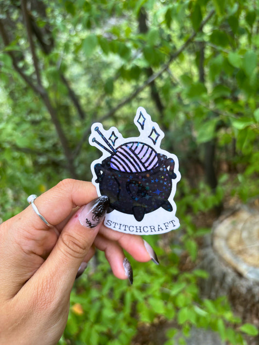 Stitchcraft Yarn Sticker | Holographic Transparent Halloween Craft Sticker No AI