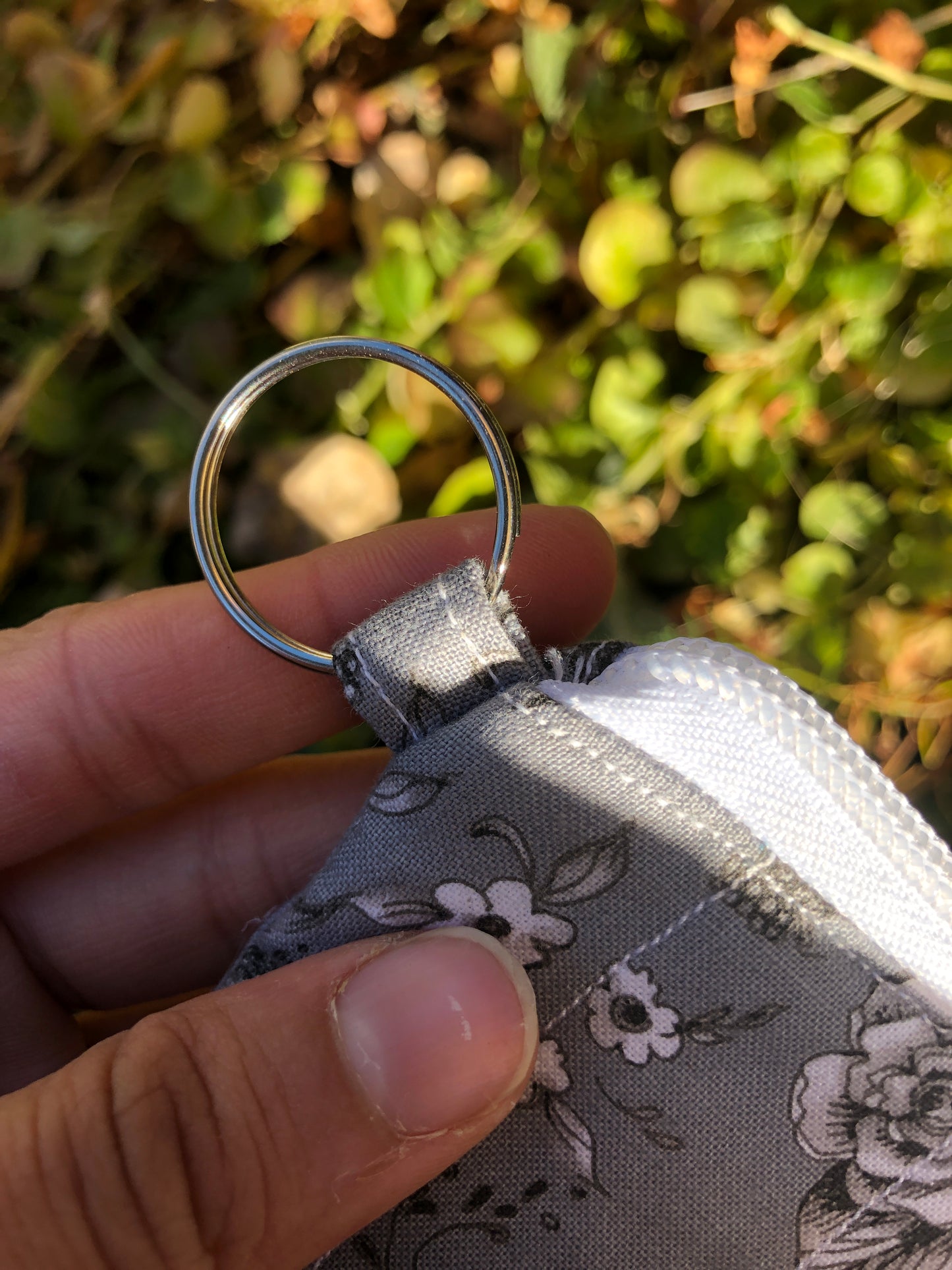 Grey and White Floral Quilted Card Wallet