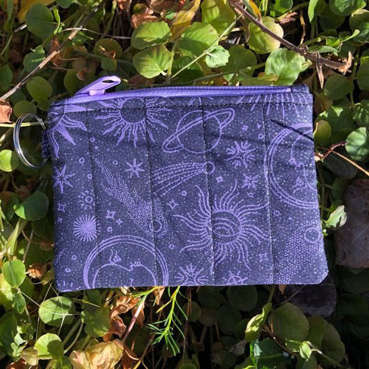 Glittery Purple and Black Quilted Card Wallet