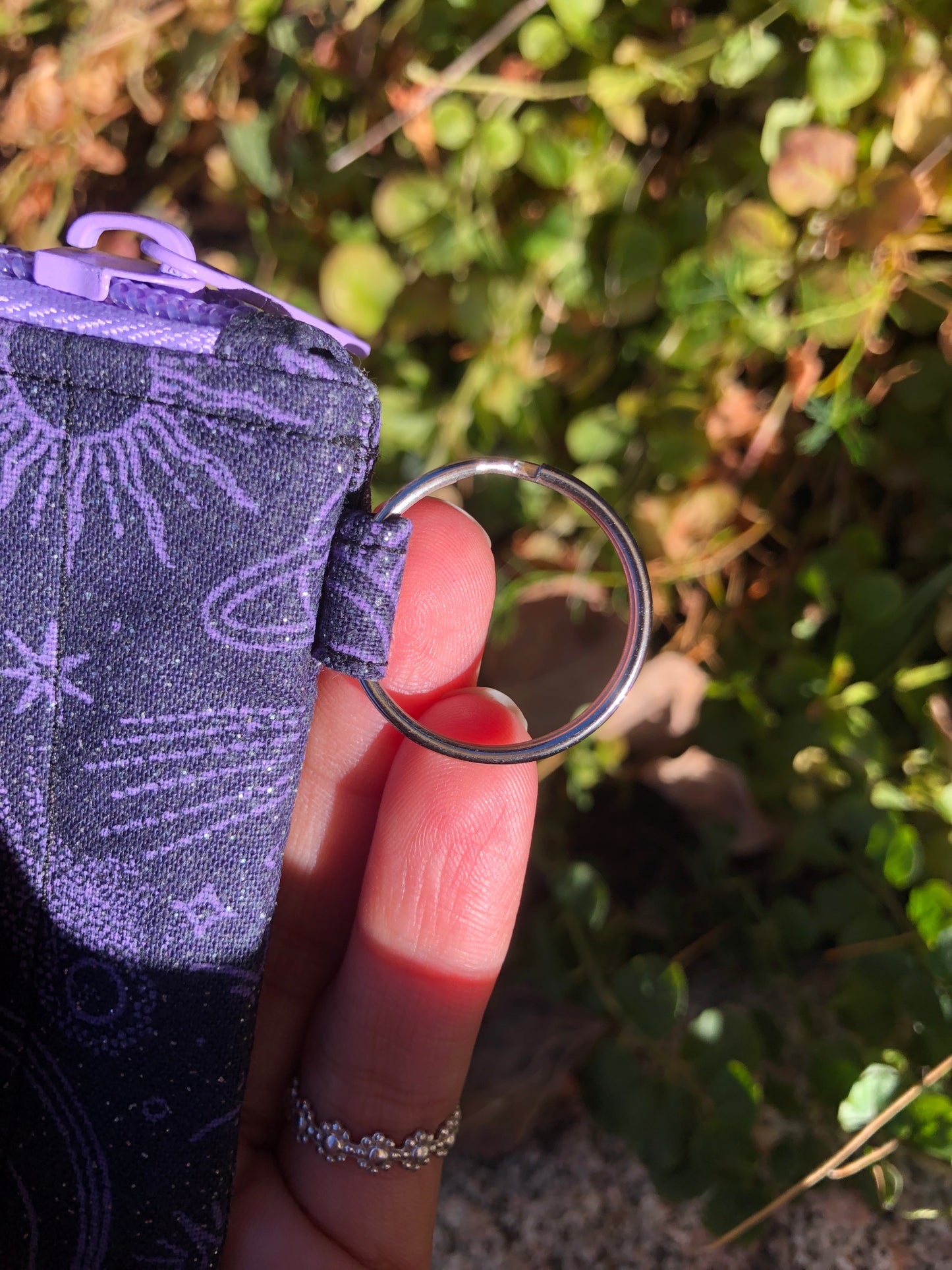 Glittery Purple and Black Quilted Card Wallet