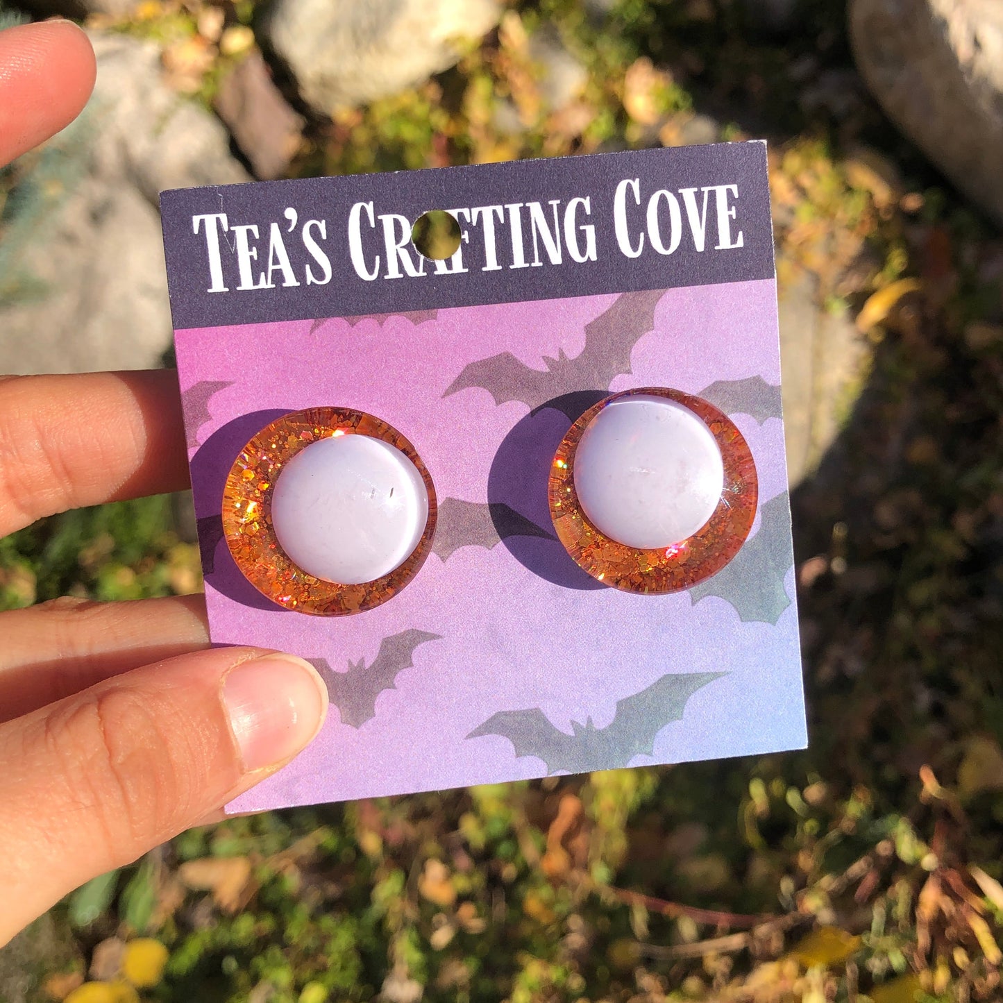 Glittery Orange and White 25mm Sinker Safety Eyes