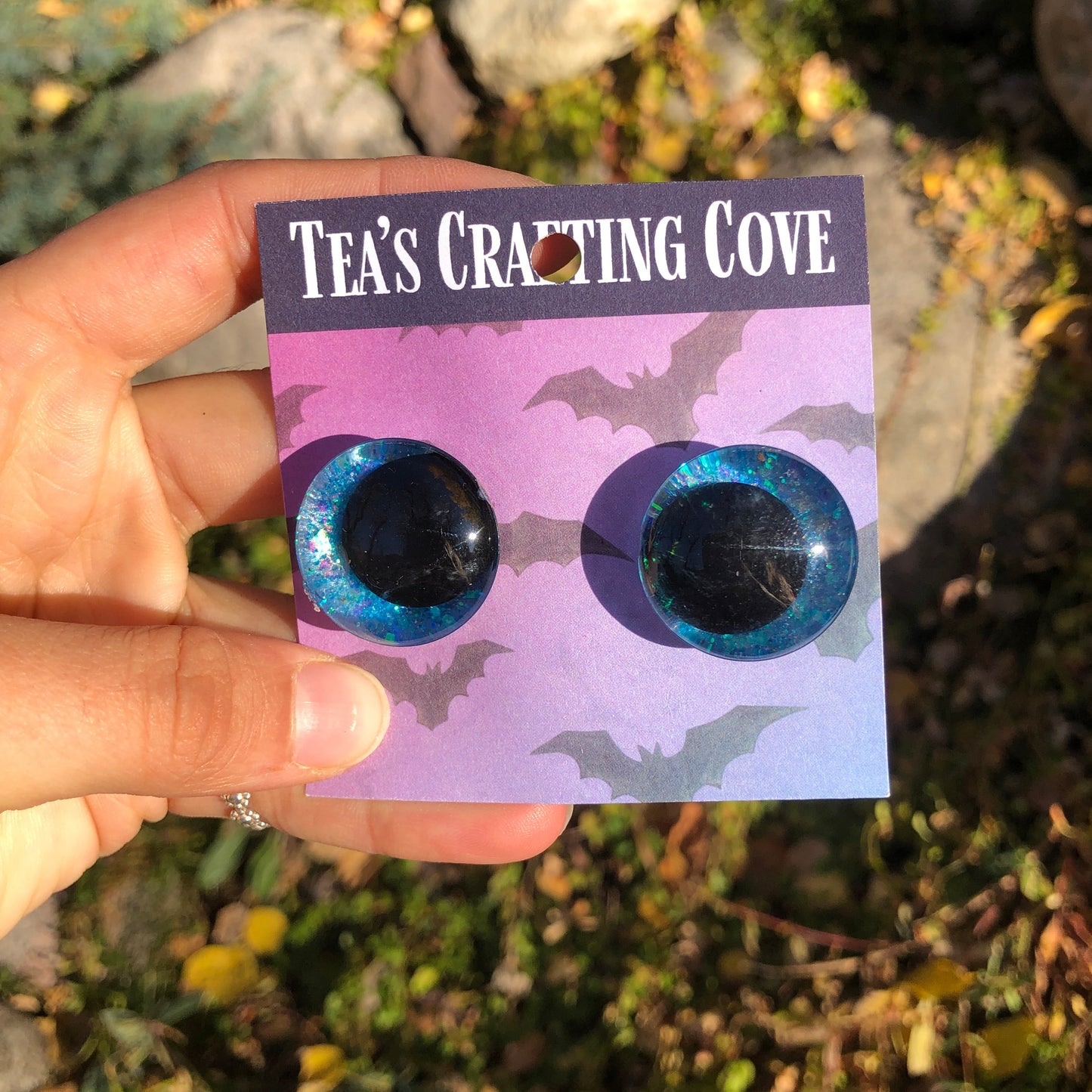 Glittery Blue and Black 25mm Sinker Safety Eyes