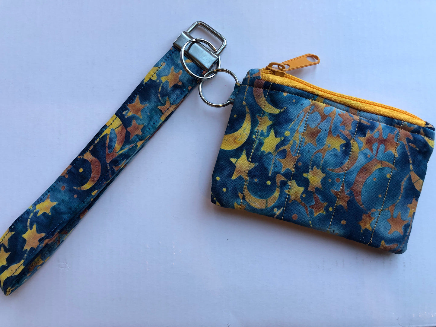 Blue and Gold Celestial Quilted Card Wallet