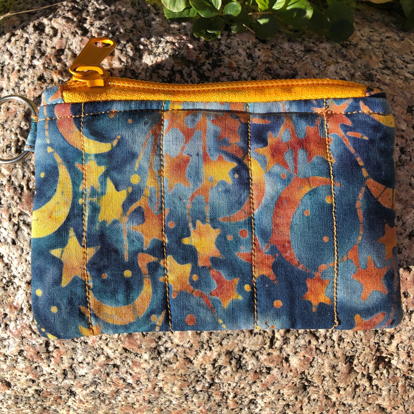 Blue and Gold Celestial Quilted Card Wallet