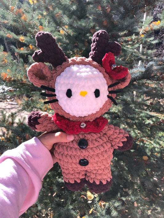 Reindeer Kitty Crochet Plushie