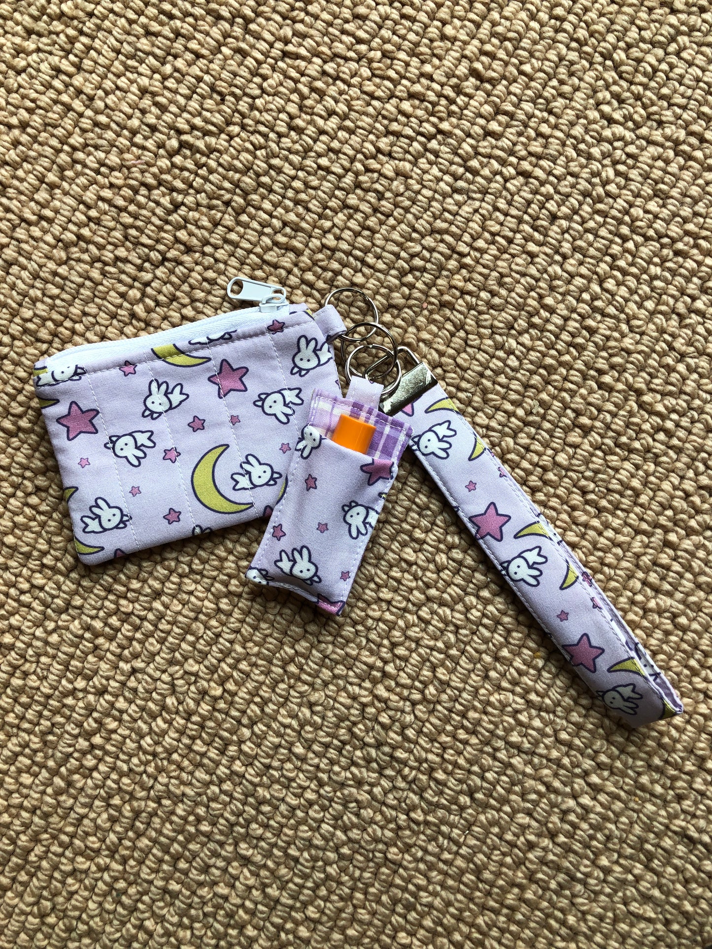 Anime-Inspired Celestial Guardian Quilted Card Wallet