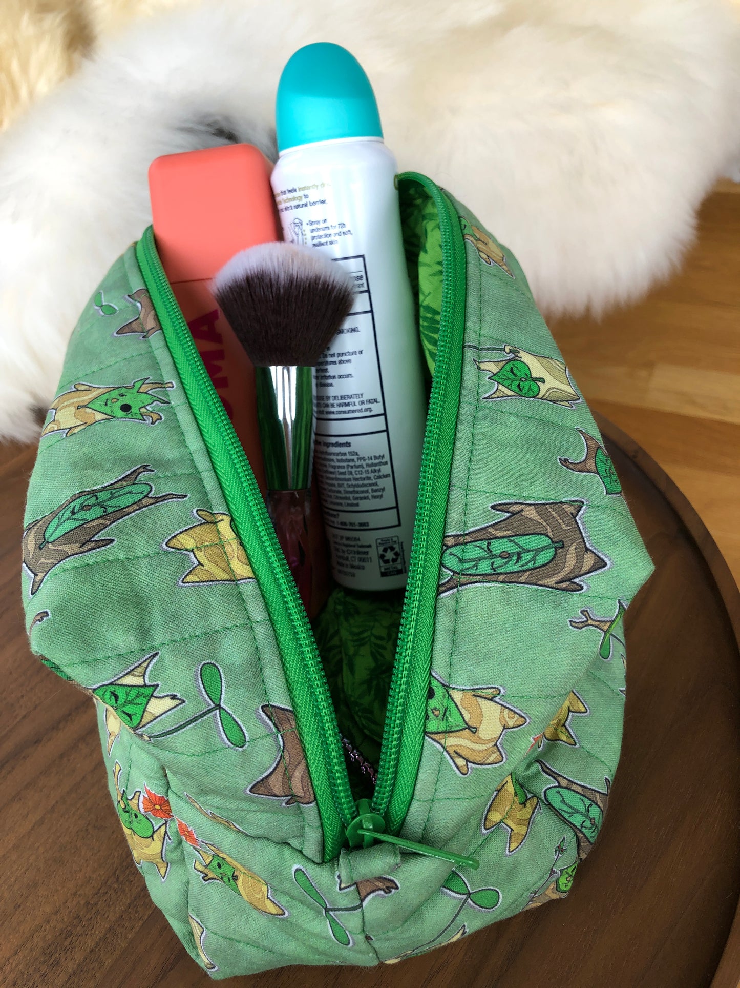 Video Game-Inspired Forest Spirit Quilted Makeup Bag