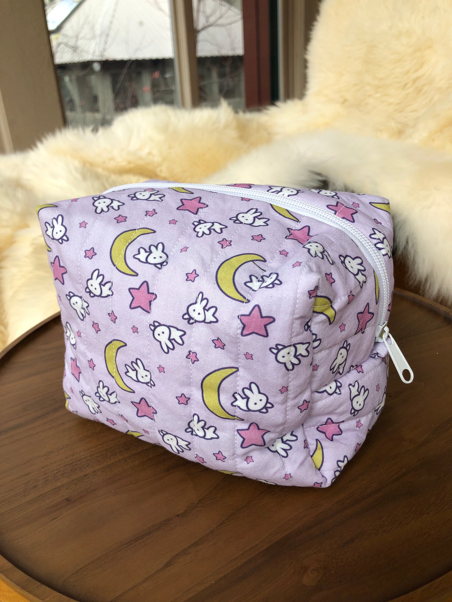 Anime-Inspired Celestial Guardian Quilted Makeup Bag
