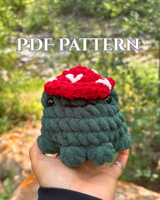 No Sew Mushroom Frog - Beginner Crochet Pattern PDF