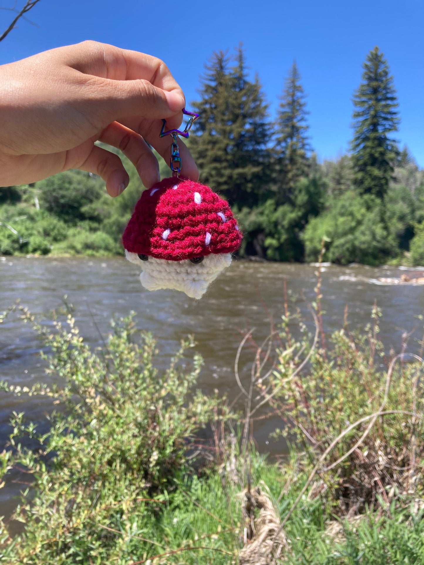 Handmade Crochet Amigurumi Mushroom Keychain Bag Charm