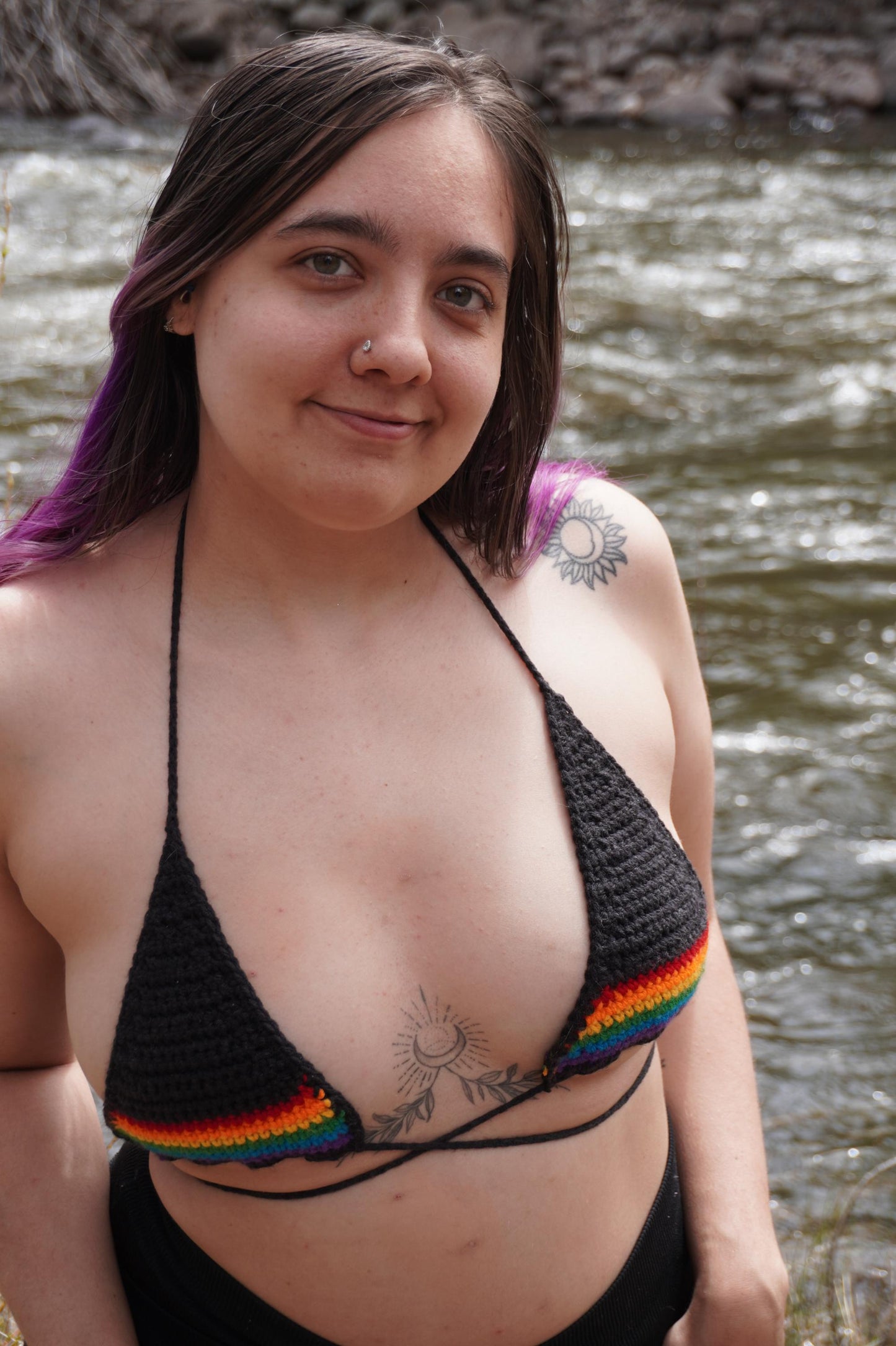 Handmade Crochet Pride Bikini Top – Custom LGBTQ+ Swimwear Top