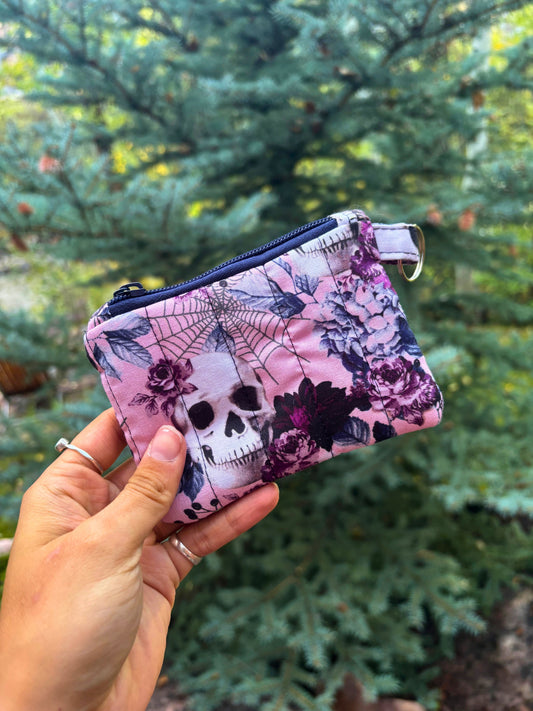 Floral Skull Keychain Card Wallet