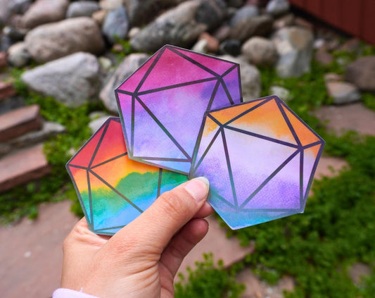 Watercolor Pride D20 Sticker