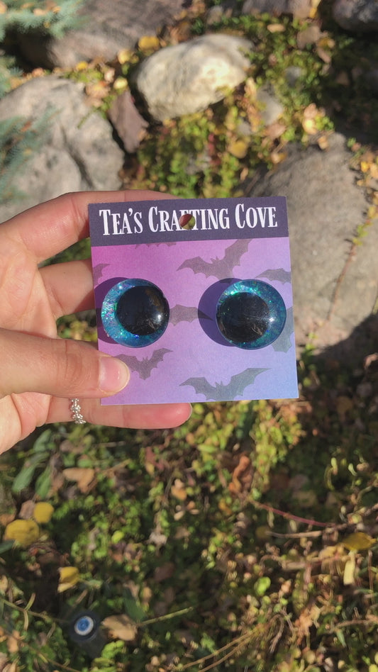 Glittery Blue and Black 25mm Sinker Safety Eyes