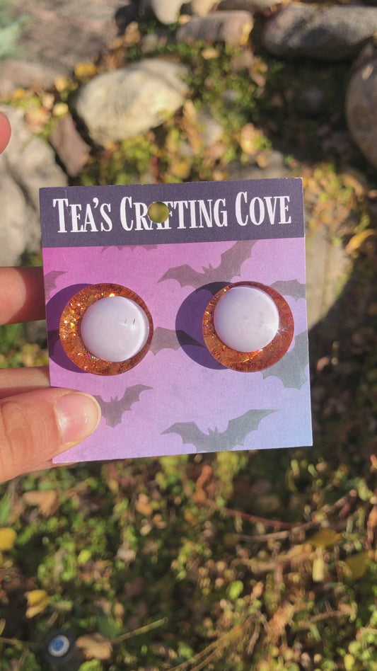 Glittery Orange and White 25mm Sinker Safety Eyes